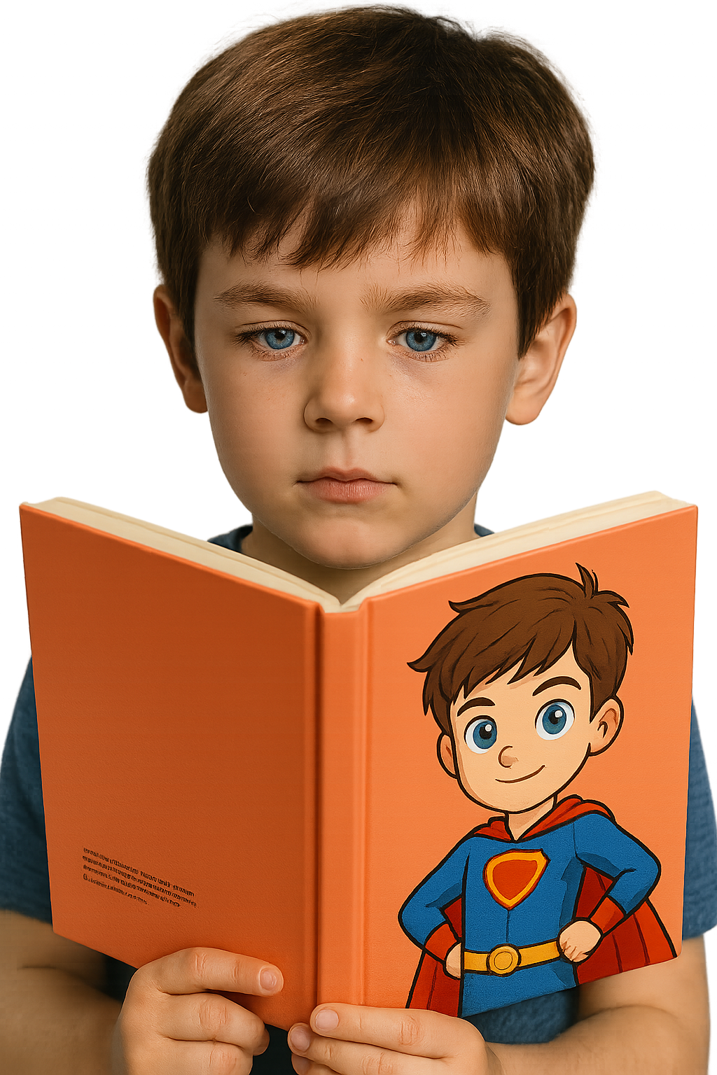 A captivating illustration showing a child joyfully reading a personalized story